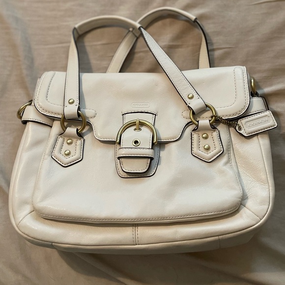 White Coach purse with flap closure - Picture 1 of 4